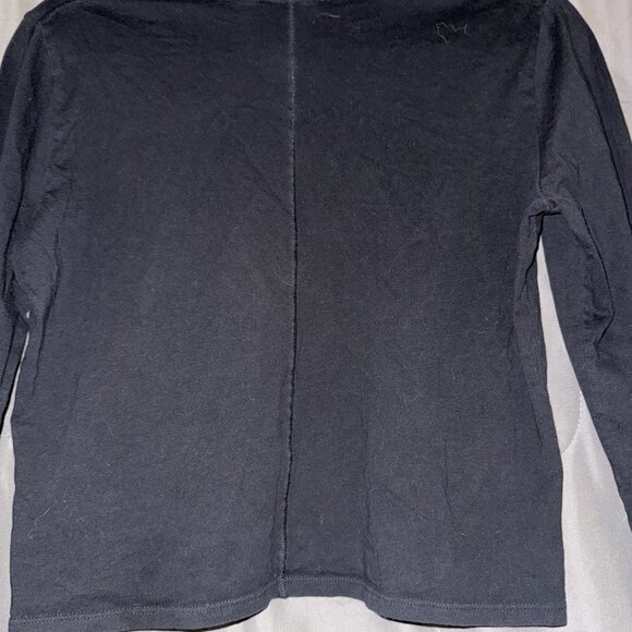 Theory T-Shirt Top Women's Medium Round Neck Long Sleeves Basic Black 97% Cotton - Picture 12 of 12